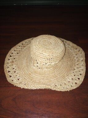 Coastal Headwear Natural Fiber Woven Beach Floppy Straw Boho Hat Wide Brim M